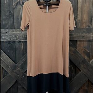J. Jill Wearever Midi Dress M Cognac Black Neutral‎ Colorblock Lagenlook Capsule